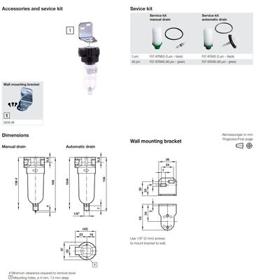 NORGREN lọc F07-100-M3TG Bộ lọc không khí M1TA/200/M3TG