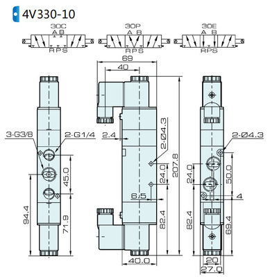 Van điện tử 4V330C-08 AIRTAC cho không khí 0,15 đến 0,8 MPa 21 đến 114 Psi Không khí lỏng