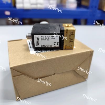 Van điện từ hai vị trí ba ngả Burkert 00125334, dòng 6014, loại C, thường đóng, thân van bằng đồng thau G1/8