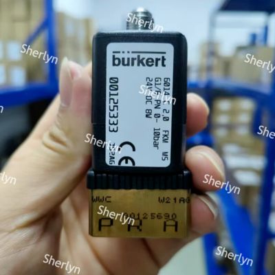 Van điện từ hai vị trí ba ngả Burkert 00125334, dòng 6014, loại C, thường đóng, thân van bằng đồng thau G1/8