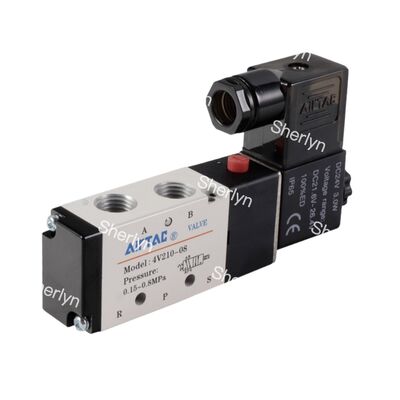 Van điện từ AIRTAC DC24V, van đảo chiều hai vị trí năm cửa với cấp bảo vệ IP65
