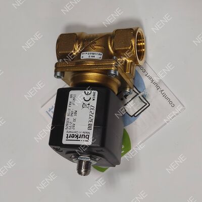 Van điện từ nhiệt độ cao AC220V loại BURKERT 6281 00221870 G3/8 2/2 Thường đóng Thân đồng thau Lỗ 13.0 Gioăng FKM 8W 0.2-16bar 0 đến +120°C