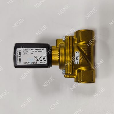 AC220V nhiệt độ cao FKM Seal Solenoid Valve BURKERT loại 6281 00221876 G3/4 2/2 NC thân đồng 13.0 lỗ 8W 0.2-16bar 0~+120°C