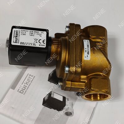 Van điện từ lỗ lớn nhiệt độ cao BURKERT Loại 6281 00221879 G3/4 2/2 NC Thân đồng thau Gioăng FKM Lỗ 20.0 Lưu lượng AC220V 8W 0.2-16bar 0 đến +120°C