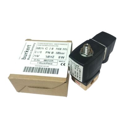 Burkert 00134240 Solenoid Valve 6013 Direct Acting G1/8 2/2 NC 2.5mm lỗ FKM Seal Brass Body 24VDC 8W 0-10bar