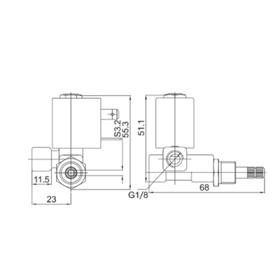 55CA-03 Ventil điện tử trực tiếp hoạt động 1/8 inch kích thước cổng với kích thước lỗ 2,8mm được thiết kế để xử lý nước không khí và dầu nhẹ
