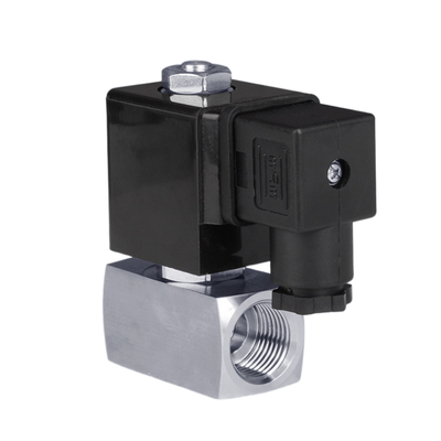 Thép không gỉ 304 Chất liệu thân 1/4 3/8 Kích thước cổng 2 mm Kích thước lỗ 2 chiều NC SH-020ES Van nước 12VDC