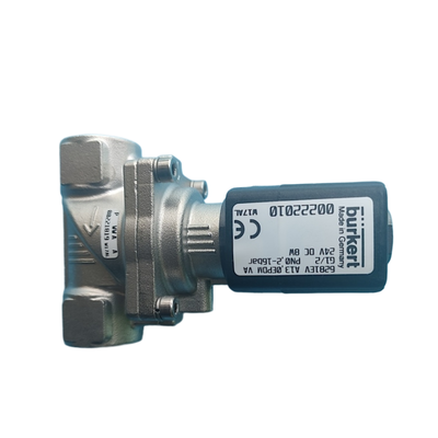 Van điện từ màng servo Burkert 6281 có chức năng điều khiển bằng tay, 2/2 chiều NC, ren G1/4 G3/8, gioăng FKM chịu nhiệt, vỏ thép không gỉ, lỗ thông hơi 10mm, mã sản phẩm 00323894 00323968 00323971 00323972