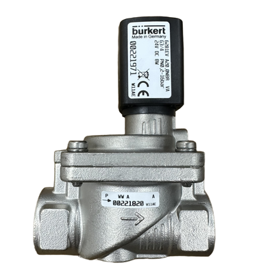 Van điện từ màng servo Burkert loại 6281 00323973 00323975 Ren cái G1/2 2/2 NC có chức năng điều khiển bằng tay Thân van bằng thép không gỉ Gioăng FKM Lưu lượng 13.0 DC24V AC220V