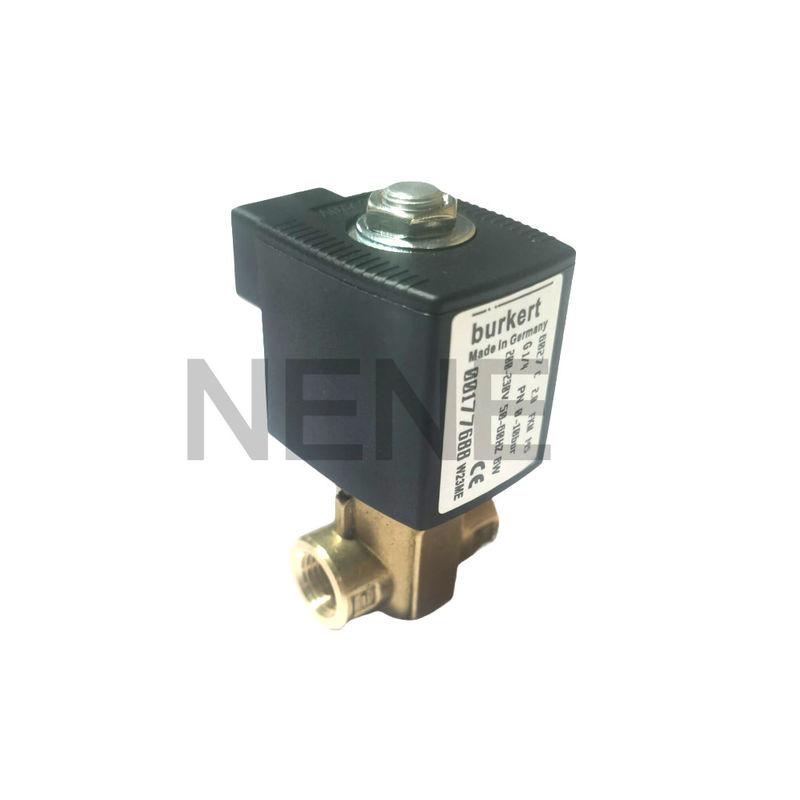 Burkert Solenoid 6013 Type Direct Acting 00134243 2/2 Khóa bình thường G1/8 Inch 2.5 Flow Hole FKM Seal 220VAC 8W 0~16bar