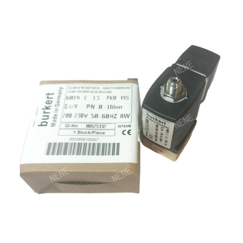 G1/4 van điện tử Burkert 00125302 6013 loại trực tiếp hoạt động Inch 2/2 Khóa bình thường 3.0 lỗ dòng chảy FKM Phòng van đồng niêm phong 24VAC 8W 0~10bar