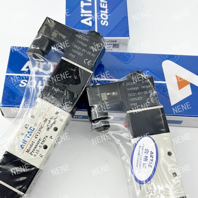 5 Way 3 Vị trí 4V130E-06 Air Fluid AIRTAC Solenoid Valve với thân hợp kim nhôm