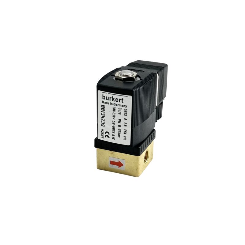 Van điện từ Burkert 00134248, 220VAC 8W, 0-16bar, 6013 Tác động trực tiếp 2/2 Thường đóng, Ren G1/8, Cửa xả 2.5mm, Thân đồng, Gioăng FKM