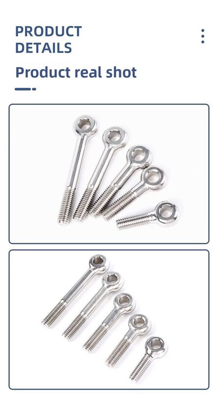 M6 M8 M10 M12 M16 M20 đường kính sợi thép không gỉ Vòng vít mắt Bolt Standard Thread Pitch bền chống ăn mòn Máy cứng hạng nặng