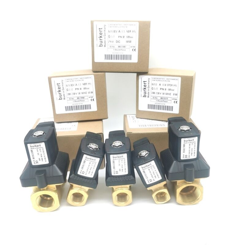 20mm lỗ lưu lượng lớn NBR Bấm kín Burkert 6213 van điện tử 00221633, G3/4 Khóa thông thường 2/2 Way Brass Body AC220V 8W, Working Temperature -10~80°C 0-10bar