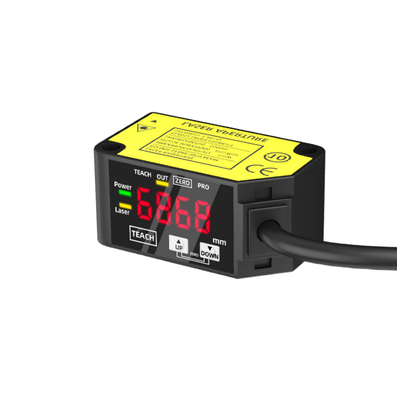 Cảm biến đo khoảng cách laser HG-C1400 Khoảng cách tham chiếu 400mm Phạm vi đo ±200mm Độ lặp lại 800um IP67 12-24V DC NPN PNP 0-5V 4-20Ma Đầu ra tương tự