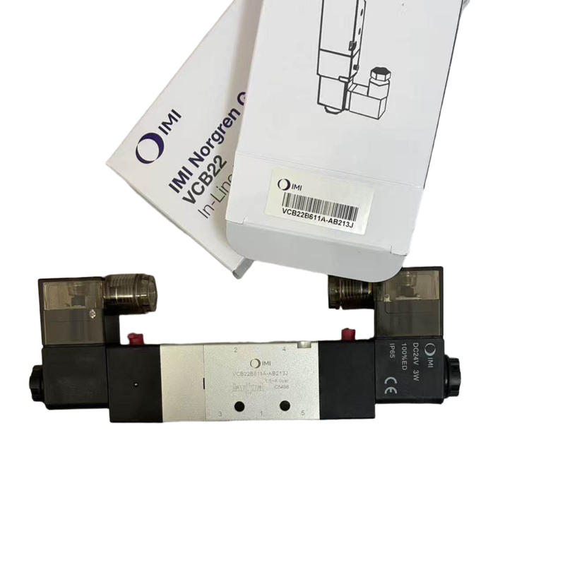 Van điện từ trung tâm đóng 5/3 NORGREN VCB22B611A-AB213J G1/4 24VDC Van định vị hai van điện từ cho kẹp nổi Cổng 5 Vị trí 3