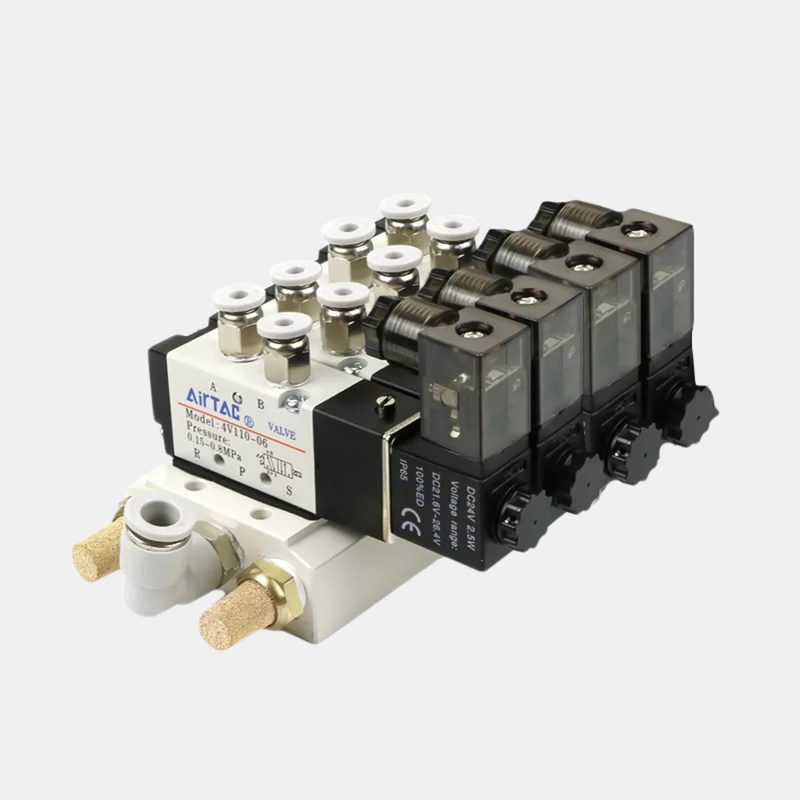 Bộ van điện từ đa trạm Airtac 4V310-08 2 / 3 / 4 / 5 / 6 vị trí Nhóm van tích hợp Bên trong cho mạch khí nén đa kênh