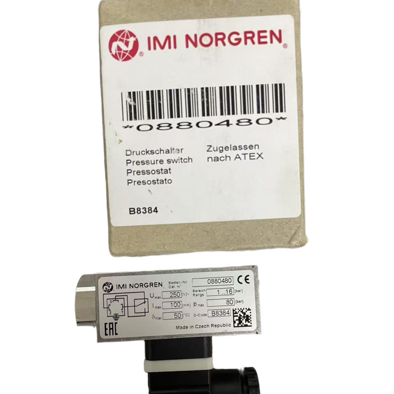 Công tắc áp suất chống cháy nổ NORGREN 0880480 Ren G1/4 1 đến 16bar Công tắc điều khiển áp suất cho khu vực nguy hiểm