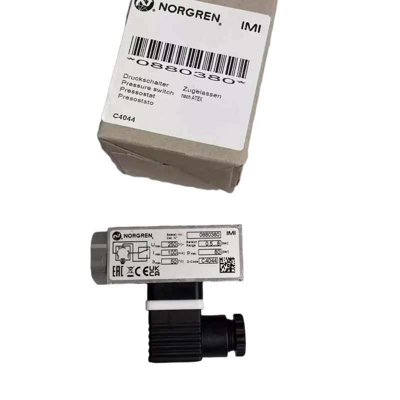 Công tắc áp suất chống cháy nổ 0,5 đến 8 bar IMI NORGREN 0880380 Ren G1/4 Công tắc khóa áp suất cho đường ống hóa chất