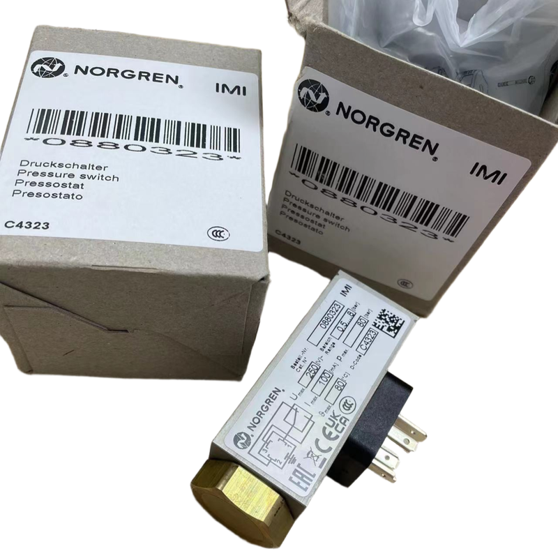 Công tắc áp suất ren G1/4 0.5-8bar NORGREN 0880323 Màn hình áp suất cho đường ống chất lỏng máy công cụ