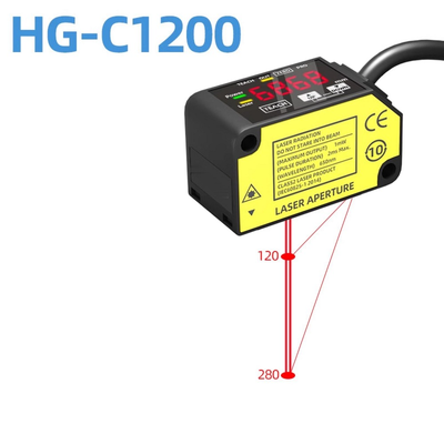 Máy dò dịch chuyển laser đỏ nhìn thấy HG-C1200 Độ ổn định nhiệt độ 0,05% Fs trên mỗi độ C Chế độ có thể chọn Bật sáng Tắt tối cho kiểm tra vị trí công nghiệp
